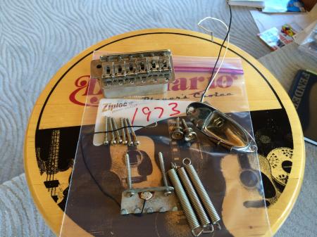 1973 Orig Fender Strat Bridge... Output Jack & Strap Buttons 