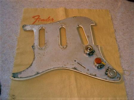 1966 Fender Stratocaster Pickguard With Sheild and Vol & Tone Pots & Knobs