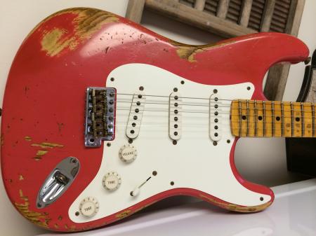 1957 2013 Fender Custom Shop Fiesta Red Heavy Relic Strat 7lb
