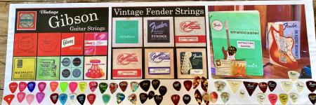 Vintage Femder Gibson Guitar Pick Collection With Gibson Banner