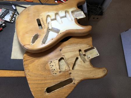1957 & 1961 Orig Fender Esquire Strat Bodies Re Finished & Relic By MJT