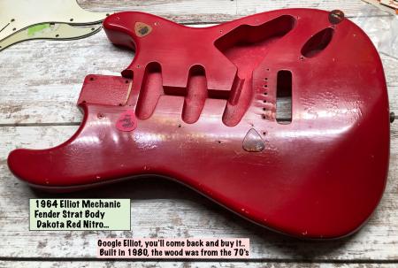1964 Elliot Mechainic Fender Strat Body Dakota Red Nitro