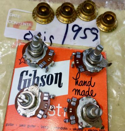 1959 Orig Gibson Les Paul Standard Vol & Tone Pots With Knobs