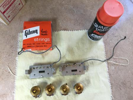1959 Orig Double White PAF Gibson Les Paul Humbucker Pickups Pots Knobs
