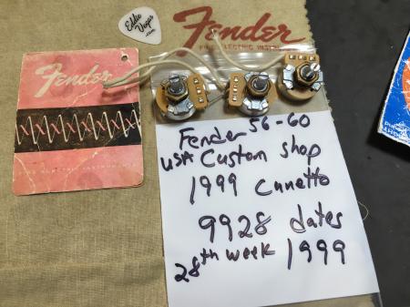  1999 1960 Cunetto Fender Stratocaster Vol And Tone Pot Set