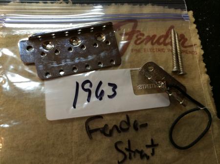 1963 Orig  PRE CBS Fender Strat Bridge Plate Claw & More