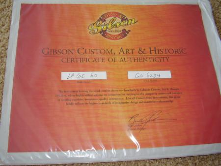 1960 Les Paul Gibson Les Paul COA