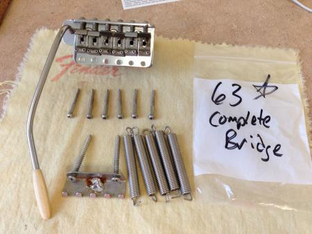 1963 ORIG Complete PRE CBS FENDER STRAT BRIDGE WITH ARM