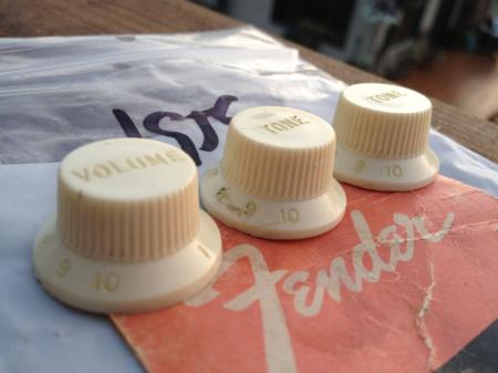 1959 Orig Fender Vol and Tone Stratocaster Knobs NICE Patina