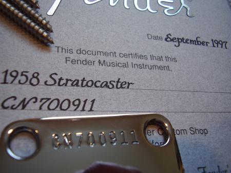 Cunetto 1958 COA & Neck Plate RARE 1997