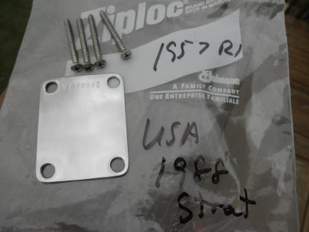 1957 RI 1988 USA Fender Strat Neck Plate & Screws