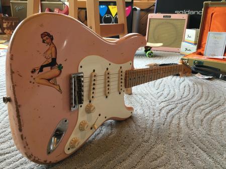 1957 Girlie Shell Pink Heavy Relic Fender Custom Shop Strat Modern Specs