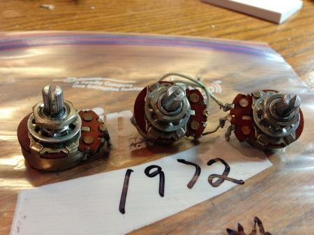 1972 ORIG Fender Strat Pots with Cap