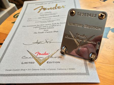 1959 NAMM Limited Edition Neck Plate & COA Fender Strat