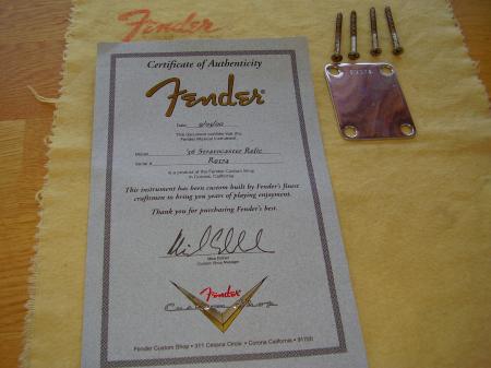 1956 Relic COA & Neck Plate