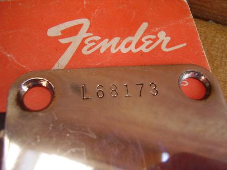 1965 ORIG L68173 Fender PRE CBS Strat Neck Plate 