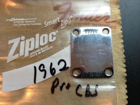 1962 Orig Pre CBS Fender Strat Neck Plate