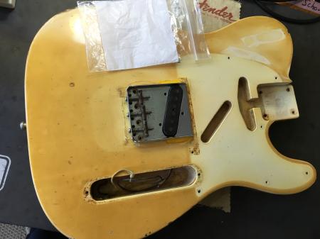 1968 Orig Nitro Finish Fender Tele Body Olympic White Blues Tone Body!
