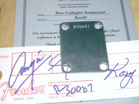  Rory Gallagher COA,Neck Plate,Hang Tag