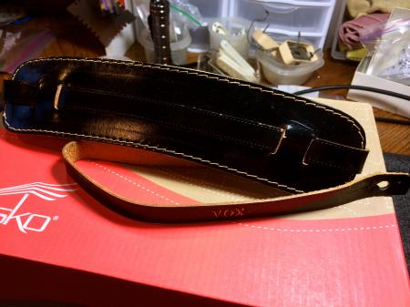 1964 Orig VOX BLACK LEATHER QUALITY GUITAR STRAP. RARE