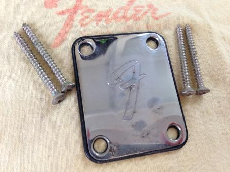 1980 4 Bolt Orig Fender Strat Neck Plate With Screws