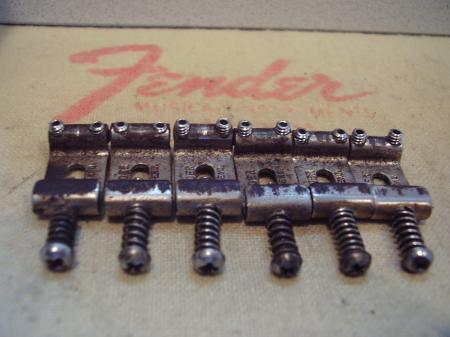 1956 Orig 5-56 Fender Strat Bridge Pat Pend Saddles