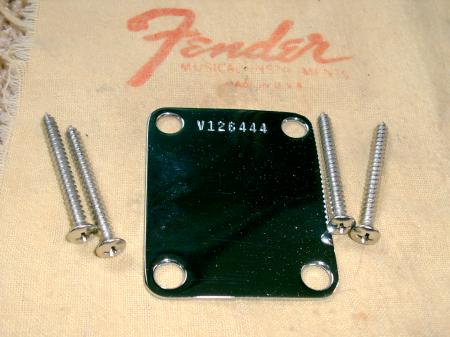 2001 1962-1957 RI USA FENDER STRAT NECK PLATE & SCREWS