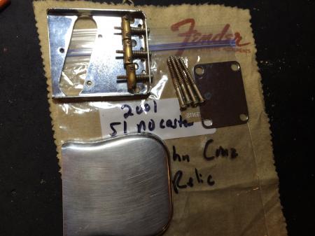 1951 John Cruz 2001 No Caster C-Shop Bridge Cover Neck Plate & Screws