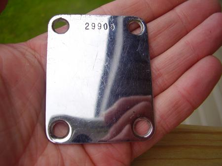 1958 ORIG FENDER STRATOCASTER NECK PLATE 10-58 NECK DATE