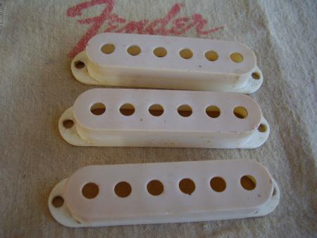 1957 ORIG NICE PATINA FENDER STRAT PICKUP COVERS
