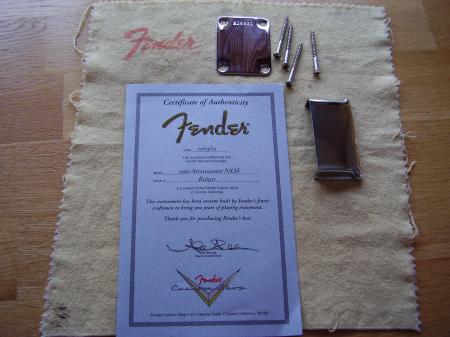 1960 NAMM Fender COA with neck Plate and Bridge Cover & Screws