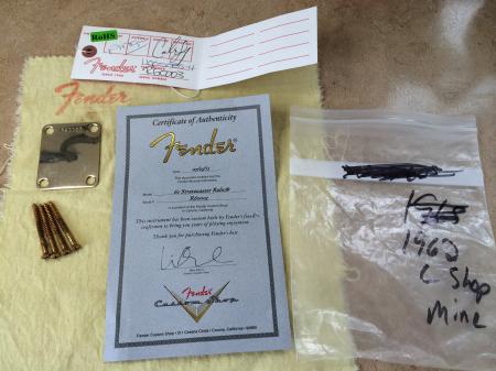 1962 Eddie Vegas Exclusive $4750 Gold Fender Strat Heavy Relic Neck Plate & COA