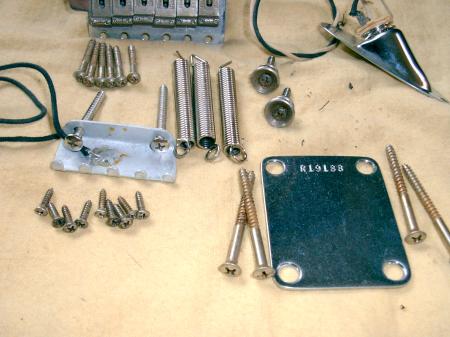 1958 SUPER RELIC CUSTOM SHOP BRIDGE,HARDWARE,NECK PLATE ETC