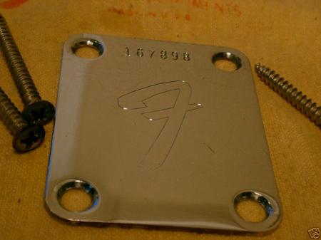 1966 ORIG FENDER STRATOCASTER VINTAGE NECK PLATE AND ORIG SCREWS