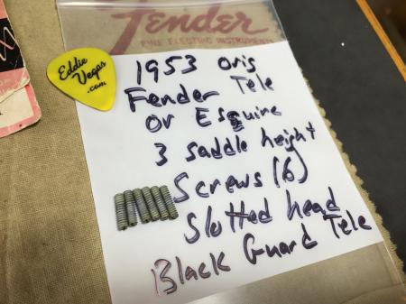 1953 Orig 6 Fender Black Guard Tele Saddle Height Screws Slotted
