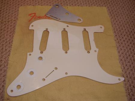 1956 ORIG FENDER STRATOCASTER PICKGUARD AND METAL SHIELD