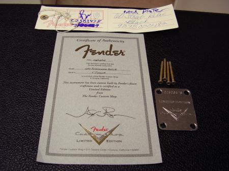1960 LIMITED CUSTOM SHOP FENDER STRAT COA & NECK PLATE