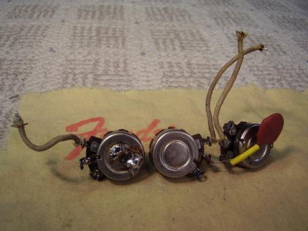 1961 14th WEEK FENDER STRATOCASTER POTS WITH WIRE AND CAP
