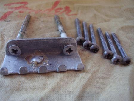 1958 ORIG FENDER STRATOCASTER PAT PEND BRIDGE PARTS