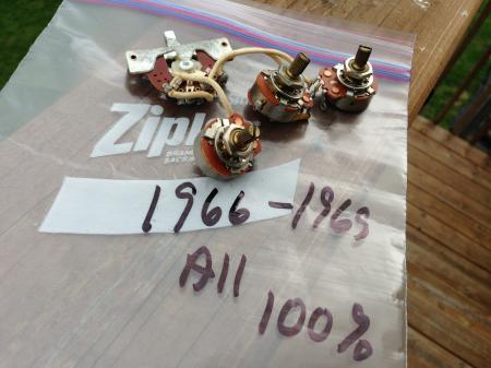 1966 Fender Stratocaster Pots Cap Cloth Wire 3 Way Switch