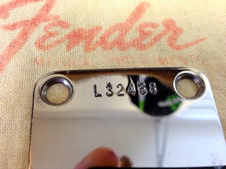 1964 Orig Fender Stratocaster Pre CBs Neck Plate