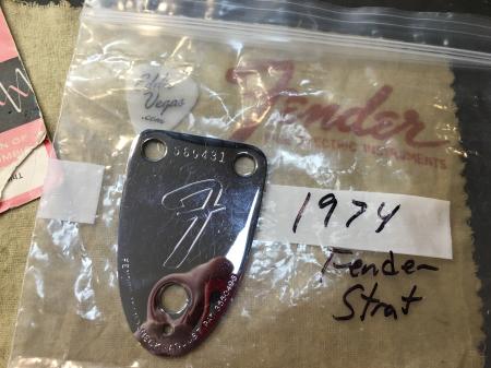 1974 Orig 3 bolt Fender Strat Neck Plate