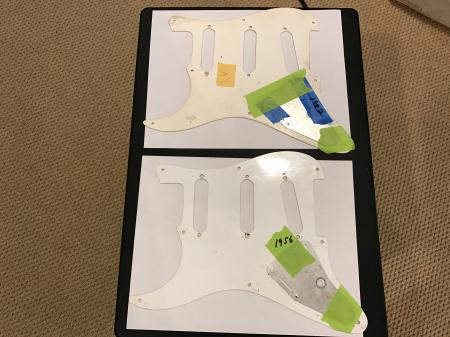 1956 Fender Strat Pickguard Compair With 1982 Fullerton 57 Reissue