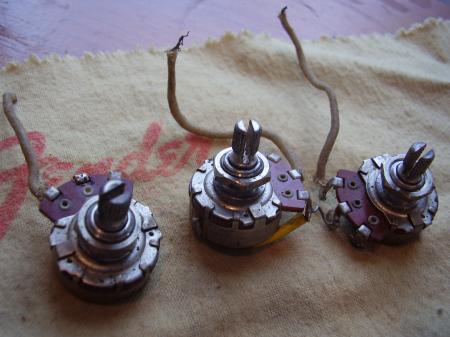 1963 ORIG FENDER STRATOCASTER POTS WITH CAP AND WIRE