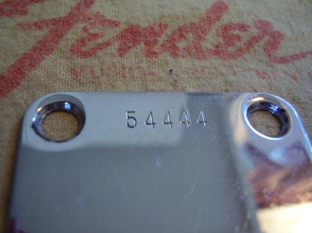 1959 ORIG FENDER STRATOCASTER NECK PLATE & SCREWS