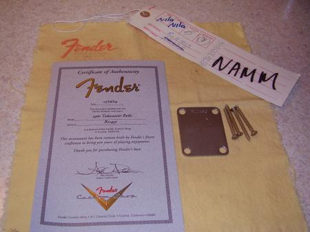1967 NAMM TELECASTER FENDER VINTAGE NECK PLATE & COA