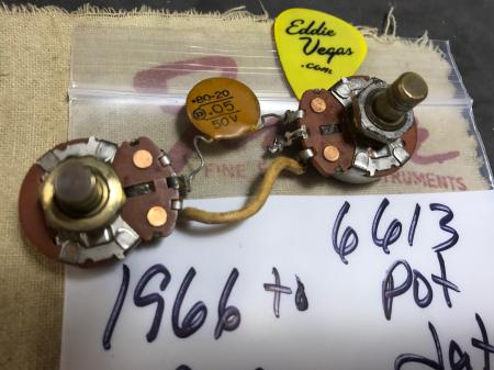1966 Orig Fender Tele Pots With Cap & Cloth Wire