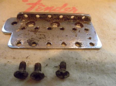 1963 Orig Pre CBS Top Bridge Plate with Screws Fender Strat