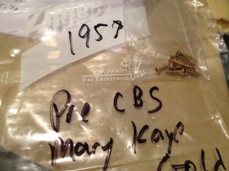 1959 Orig GOLD Mary Kaye Pickguard Screws Fender Strat