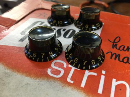 1963 Orig Gibson Les Paul SG Black Reflector Knobs